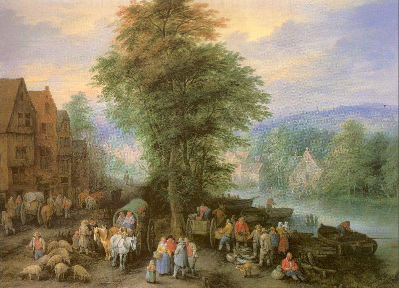 Michau, Theobald Peasants at the Market Norge oil painting art